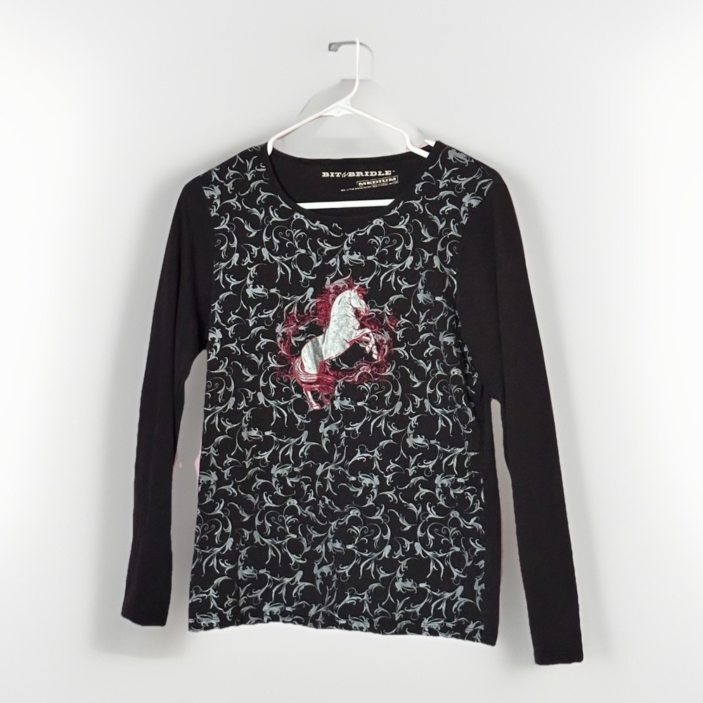 Bit & Bridle Women's Western Horses‎ Long Sleeves Shirt Size Medium NWT